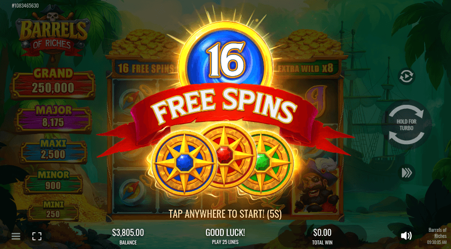 Barrels of Riches Free Spins